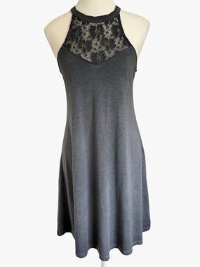 Mudd Grey Tones Lace Front Tank Style Summer Beach Dress- Sz-S